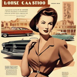 A vintage magazine cover featuring an elegant woman in 1950s attire