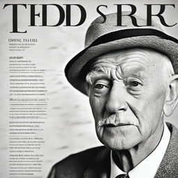 A captivating magazine cover featuring a black and white photo of an old man with a wise and serene expression