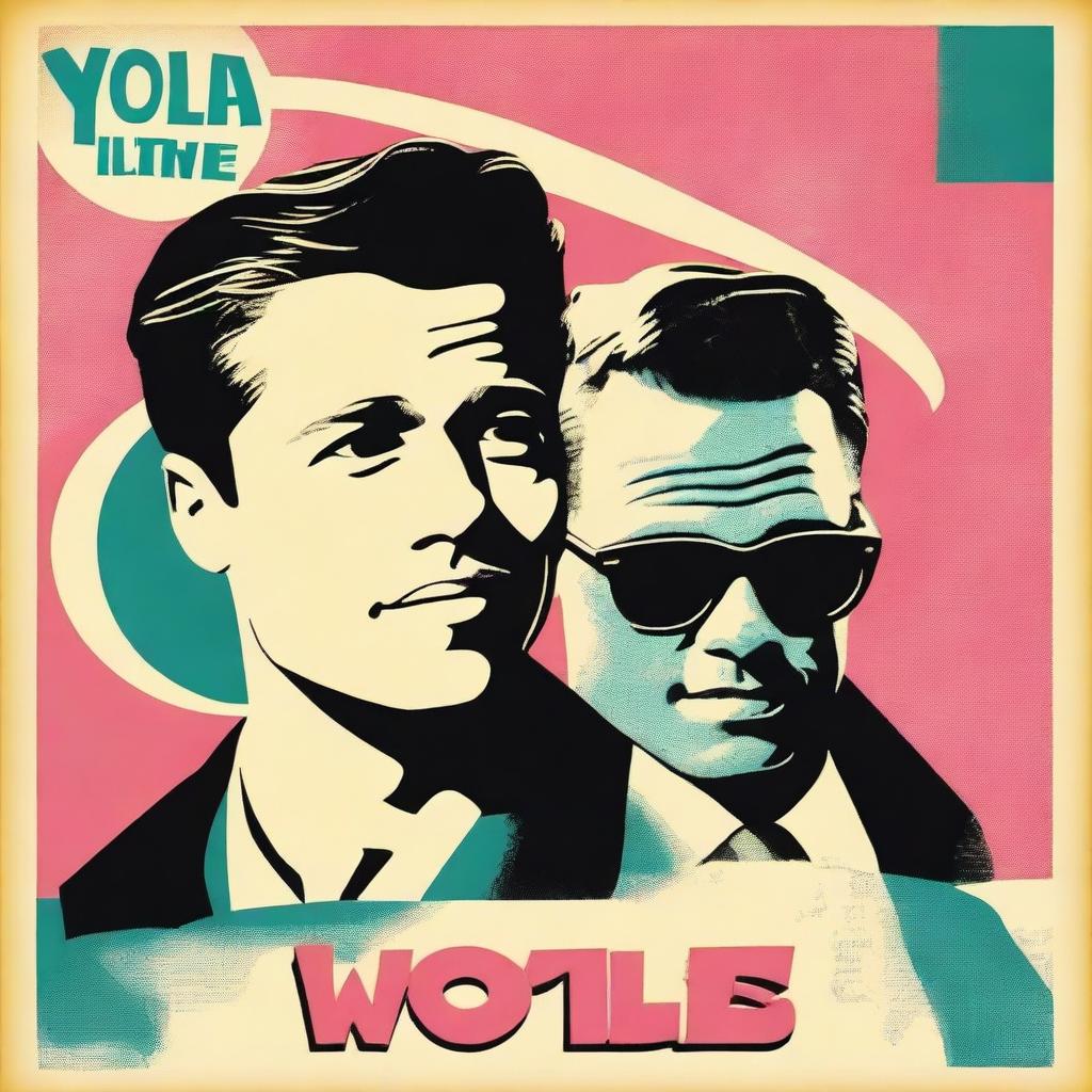 Create a film poster for a 1950s musical movie titled 'YOLO the movie' starring Brad Pitt