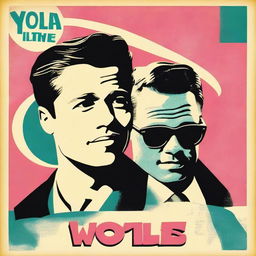 Create a film poster for a 1950s musical movie titled 'YOLO the movie' starring Brad Pitt