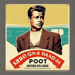 Create a film poster for a 1950s musical movie titled 'YOLO the movie' starring Brad Pitt