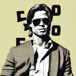 Create a film poster for a mockumentary movie titled 'YOLO the movie' starring Brad Pitt