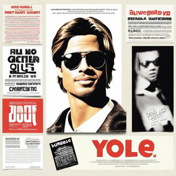 Create a film poster for a mockumentary movie titled 'YOLO the movie' starring Brad Pitt