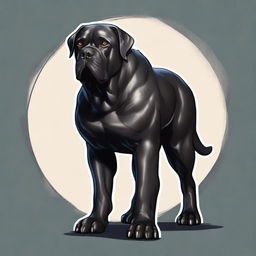 A highly detailed and realistic token art for Dungeons & Dragons featuring a black mastiff