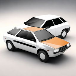 A futuristic car model that combines the design elements of a Fiat Uno and a Citroen CX