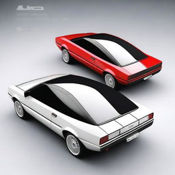 A futuristic car model that combines the design elements of a Fiat Uno and a Citroen CX