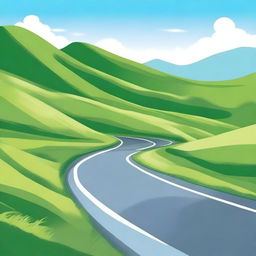 A winding road that starts at the top of the page and ends at the bottom of the page