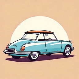 Create a cartoon-style illustration of a Citroen DS car