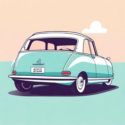 Create a cartoon-style illustration of a Citroen DS car