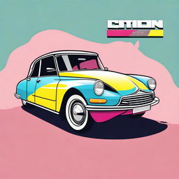 A cartoonized version of a Citroen DS car that has been tuned with custom modifications