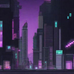 A pixel art background for a metroidvania game in a cyberpunk setting