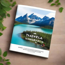 Create a travel guide ebook mockup cover featuring an adventurous journey through the Northwest Territories of Canada