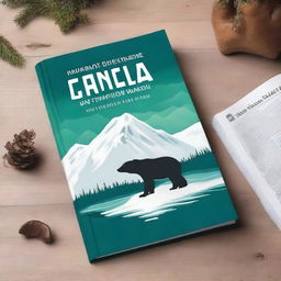 Create a travel guide ebook mockup cover featuring the adventure in the Northwest Territories of Canada