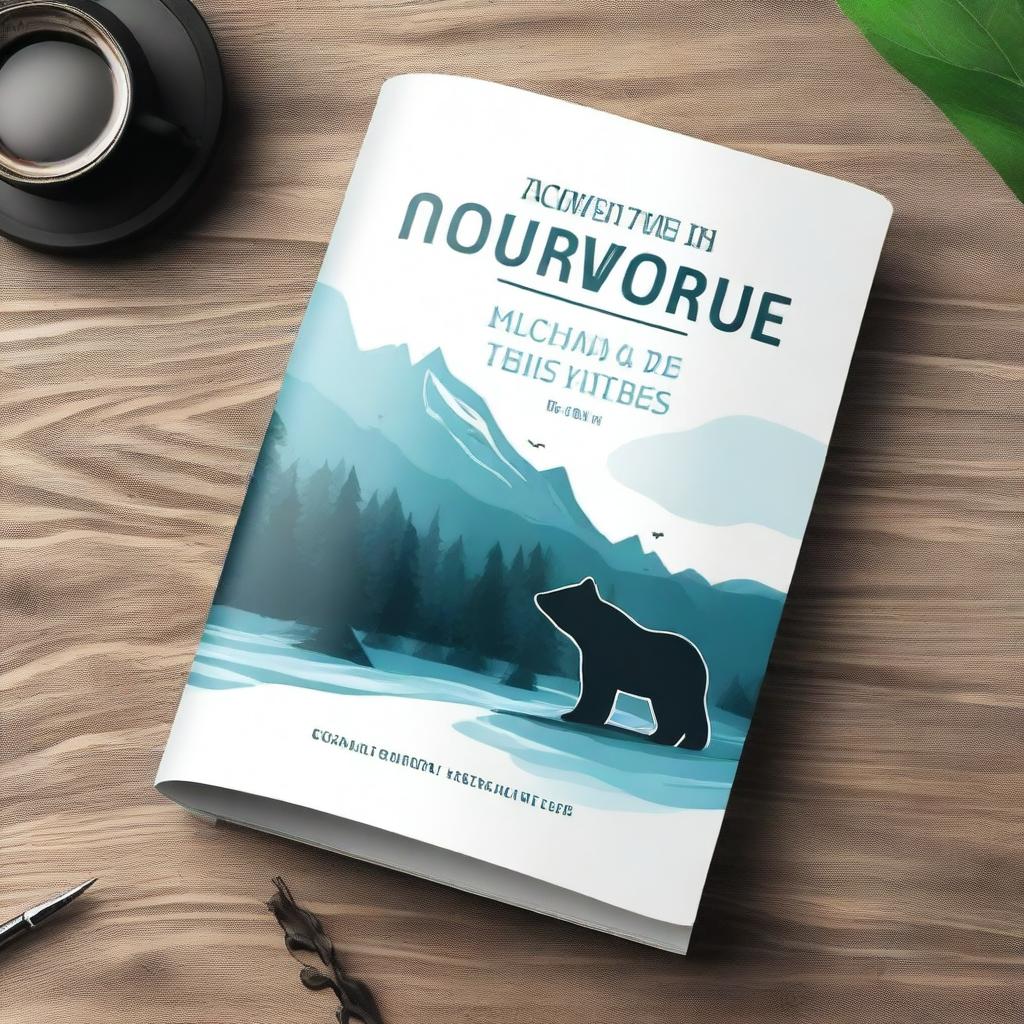 Create a travel guide ebook mockup cover featuring the adventure in the Northwest Territories of Canada