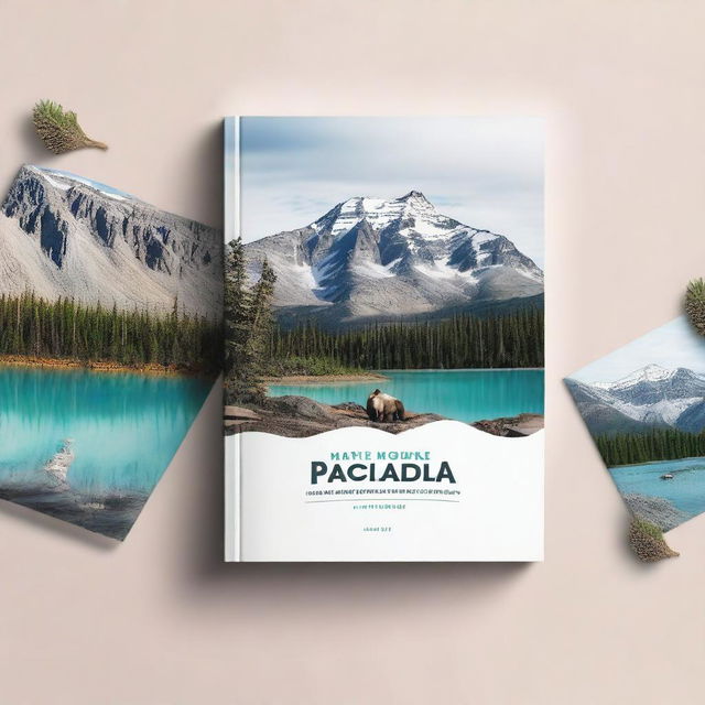 Create a travel guide ebook mockup cover featuring an adventurous scene in the Northwest Territories of Canada