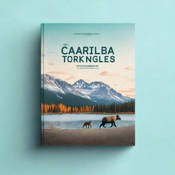 Create a travel guide ebook mockup cover featuring an adventurous scene in the Northwest Territories of Canada