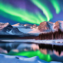 A scenic landscape of the Northwest Territories of Canada, showcasing its rugged wilderness, pristine lakes, and majestic mountains