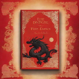 A book cover featuring a black dragon with gold embroideries against a rich red background