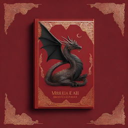 A book cover featuring a black dragon with gold embroideries against a rich red background