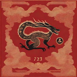 A book cover featuring a black dragon with gold embroideries set against a rich red background