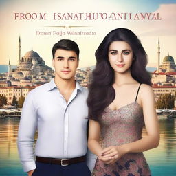 Create a book cover for a romance novel titled 'From Istanbul to Ottawa'