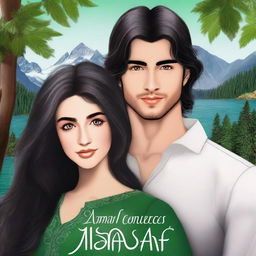 A romance book cover featuring a Turkish young lady named Damla Ozan and a Canadian senior boy named Alder Ethan