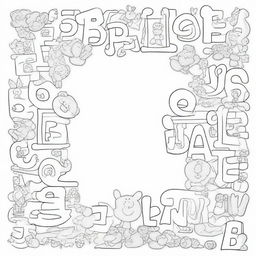 A coloring book page featuring the alphabet