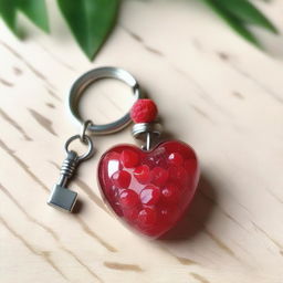 Create an image based on the following description: Inside, there was a small keychain