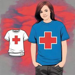 Create a blue T-shirt design for the Red Cross Youth