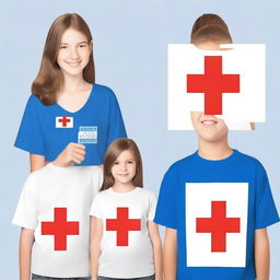 Create a blue T-shirt design for the Red Cross Youth