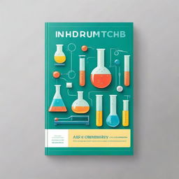 A detailed cover for a chemistry book featuring scientific symbols, molecules, and lab equipment