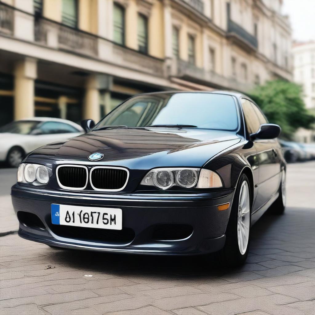 A detailed image of a BMW E46 with Ukrainian license plates displaying the number AA4666MM