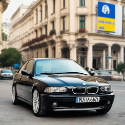 A detailed image of a BMW E46 with Ukrainian license plates displaying the number AA4666MM