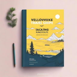 Create an ebook mockup titled 'Yellowknife Travel Guide 2025' with the subtitle 'Experience an unforgettable adventure in the Northwest Territories of Canada