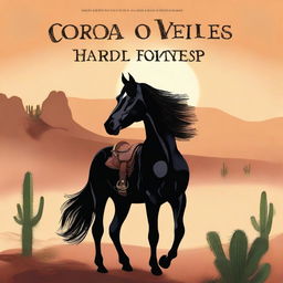 A book cover featuring a majestic black horse in a Wild West setting