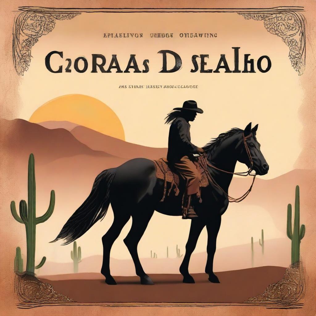 A book cover featuring a majestic black horse in a Wild West setting