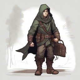 A detailed full-height illustration of a halfling rogue