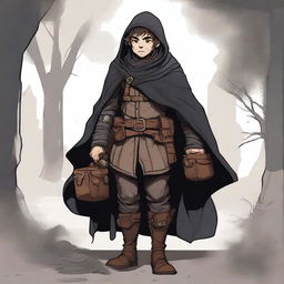 A detailed full-height illustration of a halfling rogue