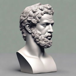 Create a detailed bust of a Greek male statue in the style of a thinker, with features of a Black man