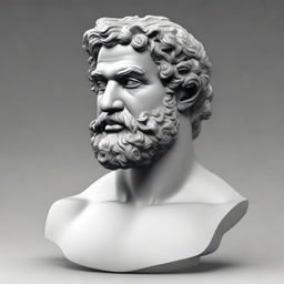 Create a detailed bust of a Greek male statue in the style of a thinker, with features of a Black man