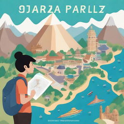 A book cover depicting a person traveling around the world