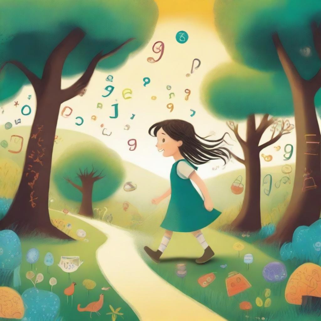 A young girl embarks on a magical journey through a world made entirely of letters and words