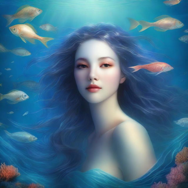 A realistic yet fantastical depiction of a sea nymph