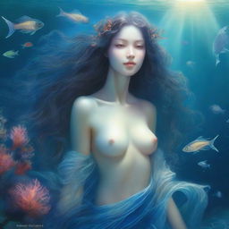 A realistic yet fantastical depiction of a sea nymph