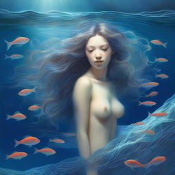 A realistic yet fantastical depiction of a sea nymph