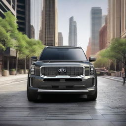 Create a realistic image of a Kia Telluride, showcasing its sleek design and modern features