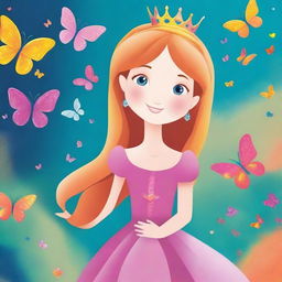 Crie uma capa de ebook infantil com uma princesa e uma borboleta