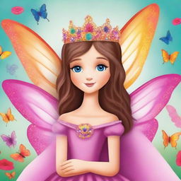 Crie uma capa de ebook infantil com uma princesa e uma borboleta