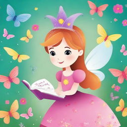 Desenhe uma capa de ebook infantil que apresente uma princesa e uma borboleta