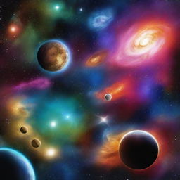 A breathtaking view of outer space, showcasing a vast expanse of stars, distant galaxies, and colorful nebulae